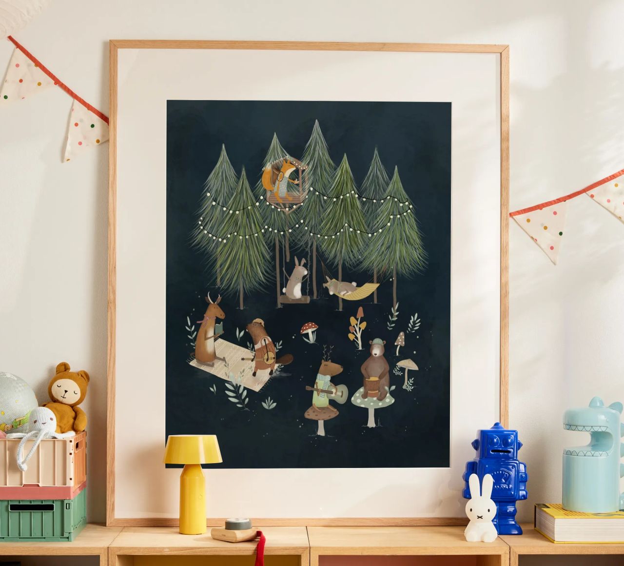 Forest Band - Imprimé sur la musique des animaux des bois enchantés poster de Urchin Bay Art