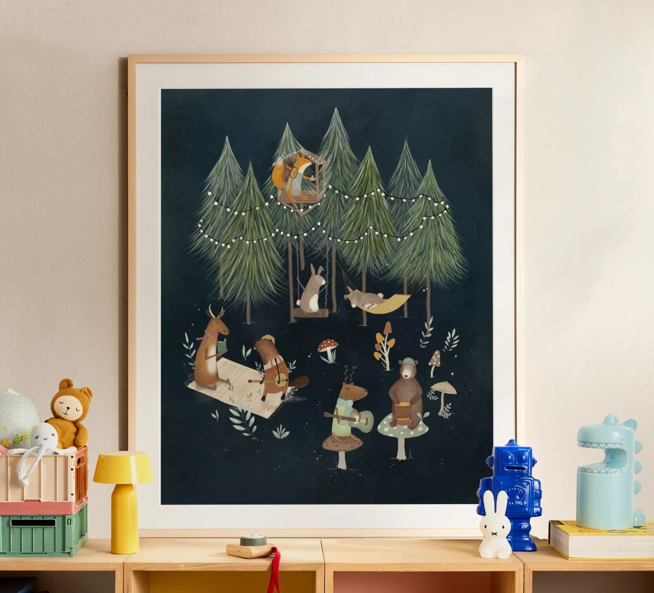 Forest Band - Imprimé sur la musique des animaux des bois enchantés poster de Urchin Bay Art