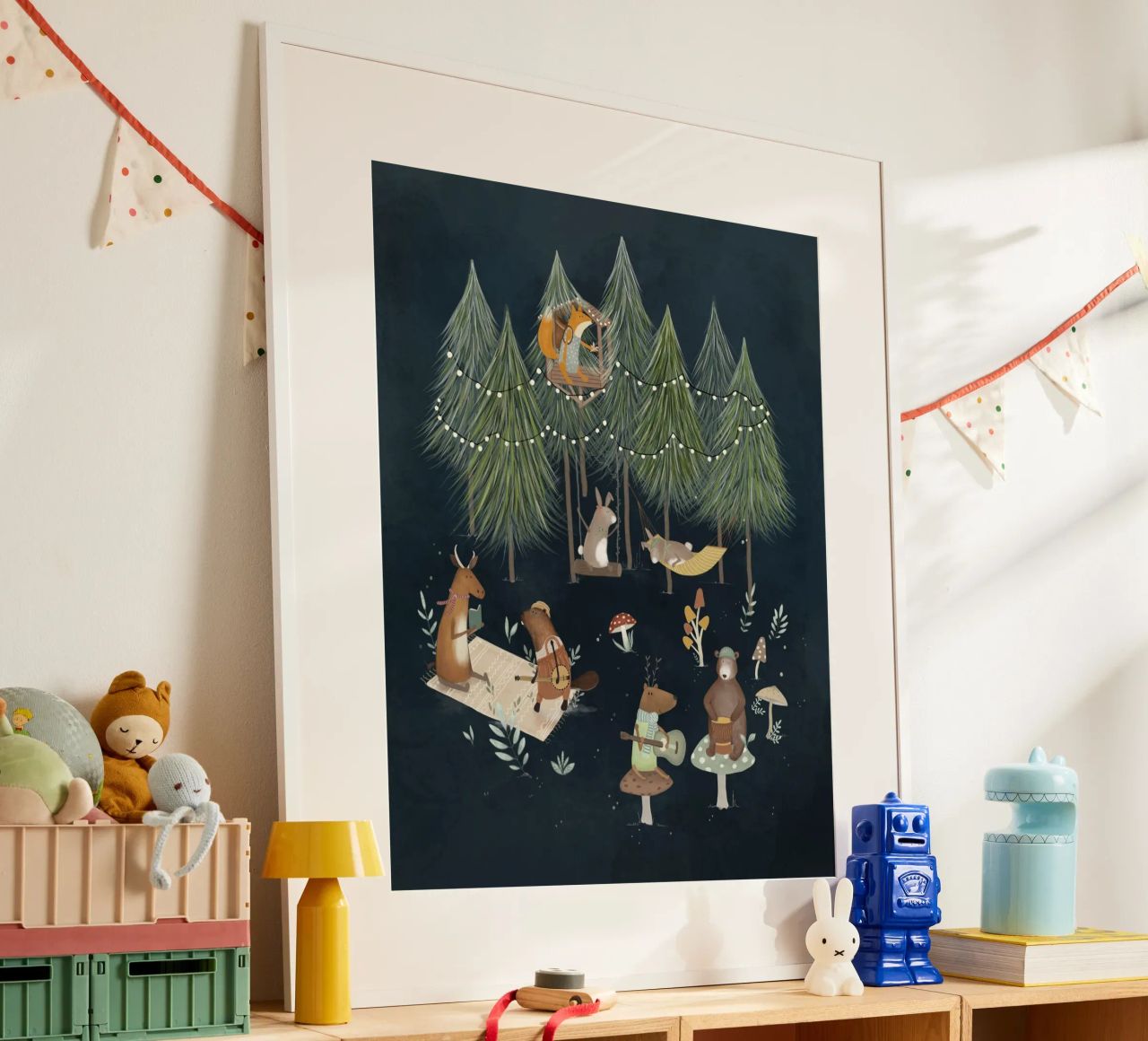 Forest Band - Imprimé sur la musique des animaux des bois enchantés poster de Urchin Bay Art