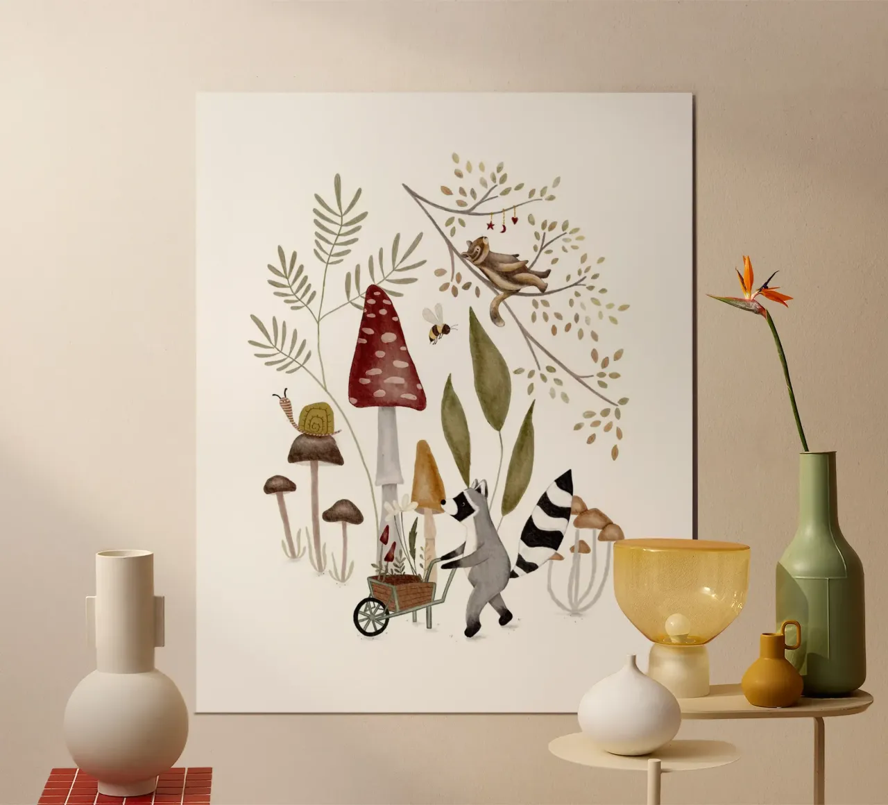 Piano della foresta - Stampa d'arte di animali del bosco stravaganti poster da Urchin Bay Art