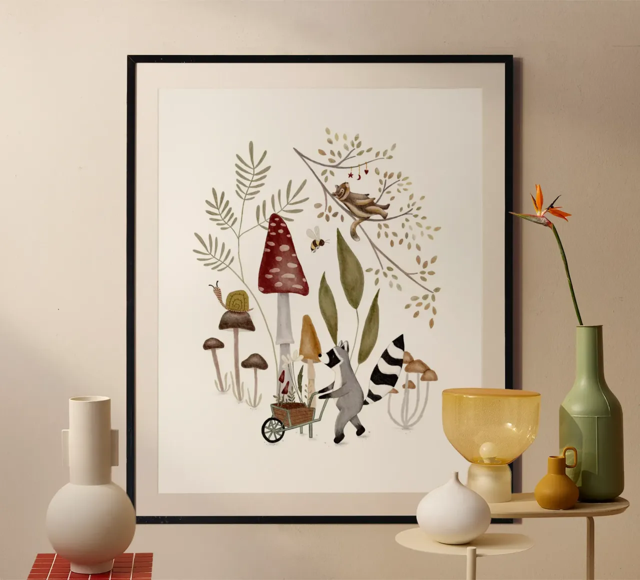Piano della foresta - Stampa d'arte di animali del bosco stravaganti poster da Urchin Bay Art