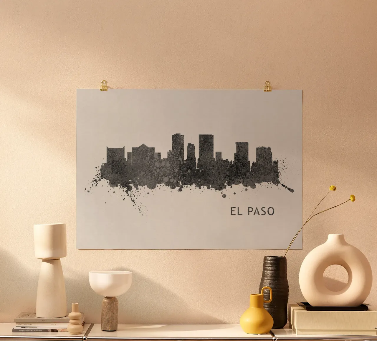 El Paso Texas poster con telaio in legno da Travelstudio