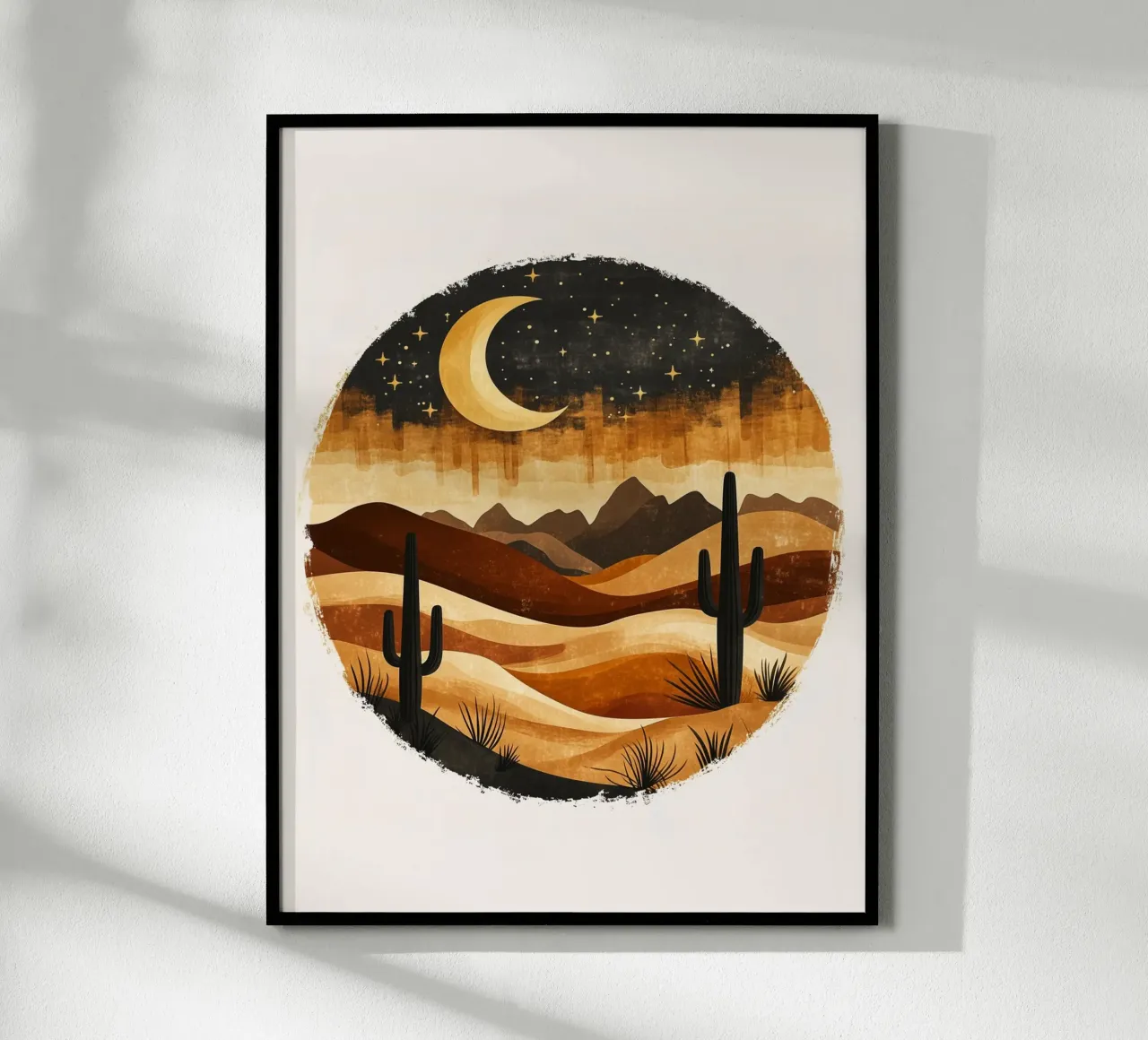 Paysage Nocturne du Désert poster avec cadre en aluminium de DWA