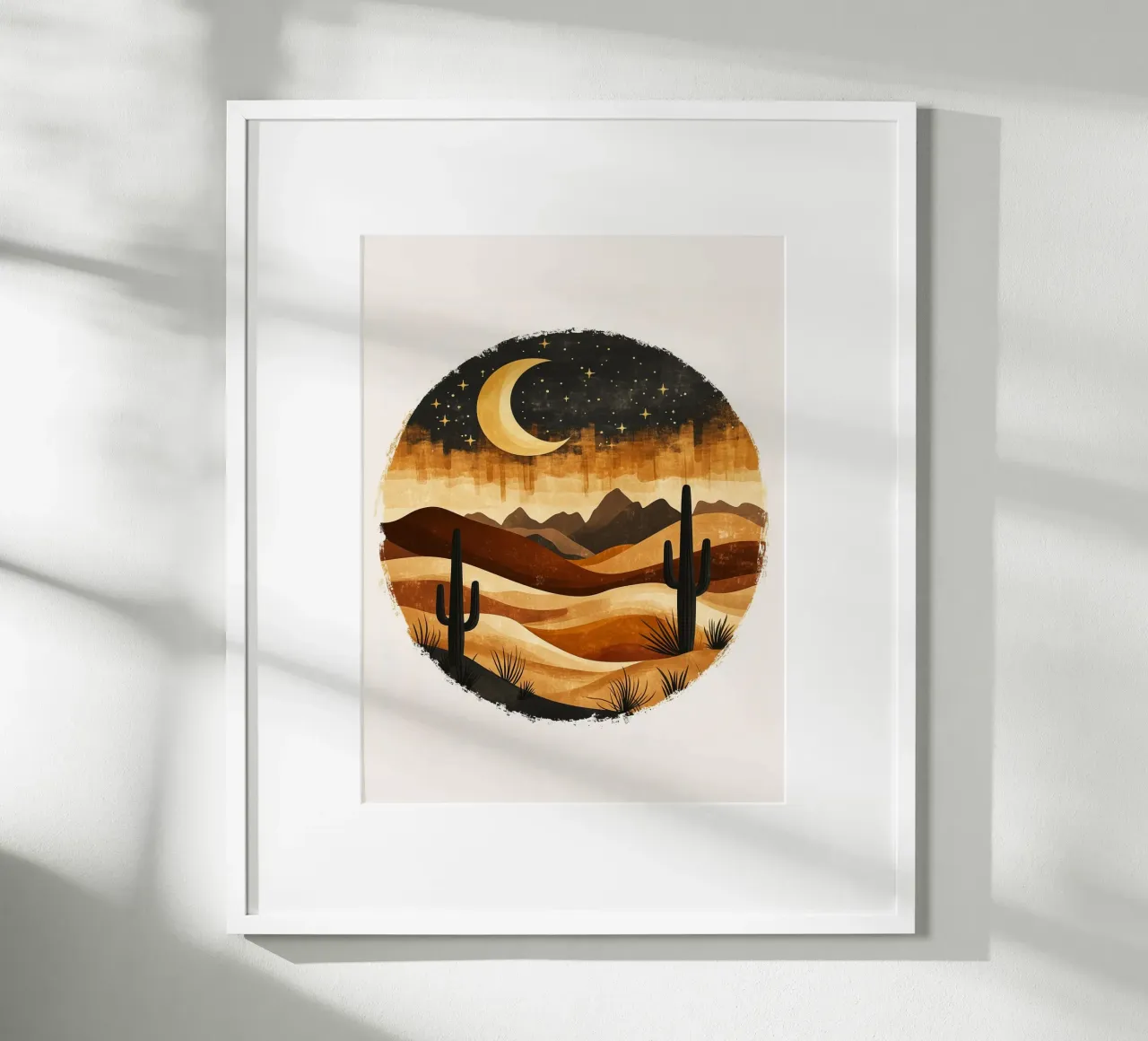 Paysage Nocturne du Désert poster avec cadre en aluminium de DWA