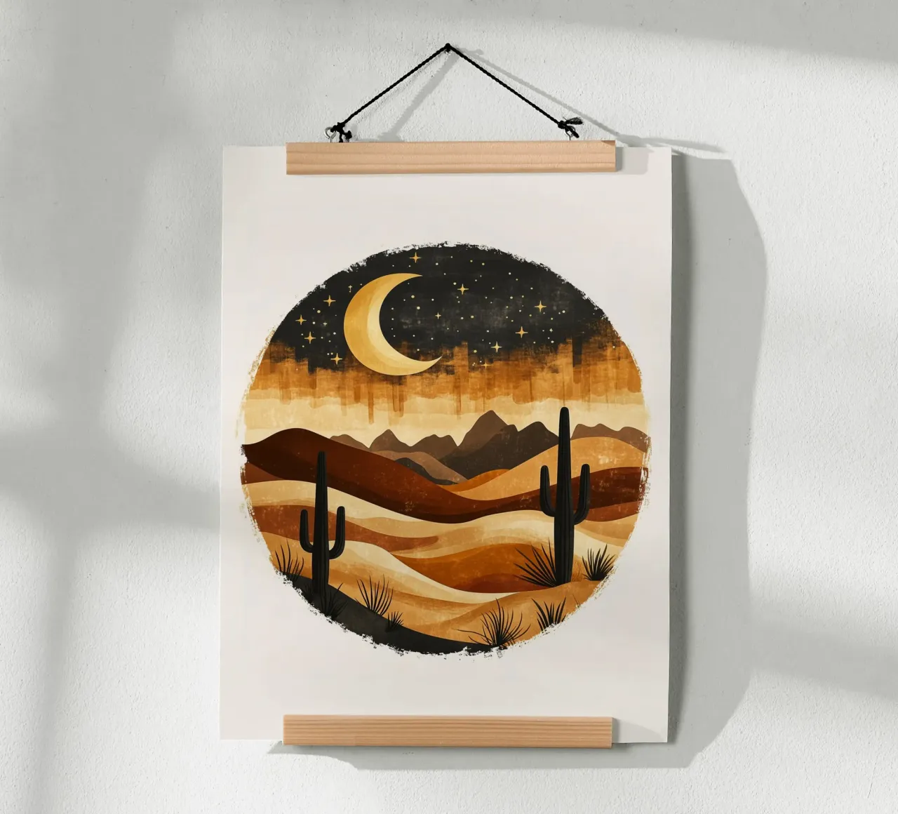Paysage Nocturne du Désert poster avec cadre en aluminium de DWA