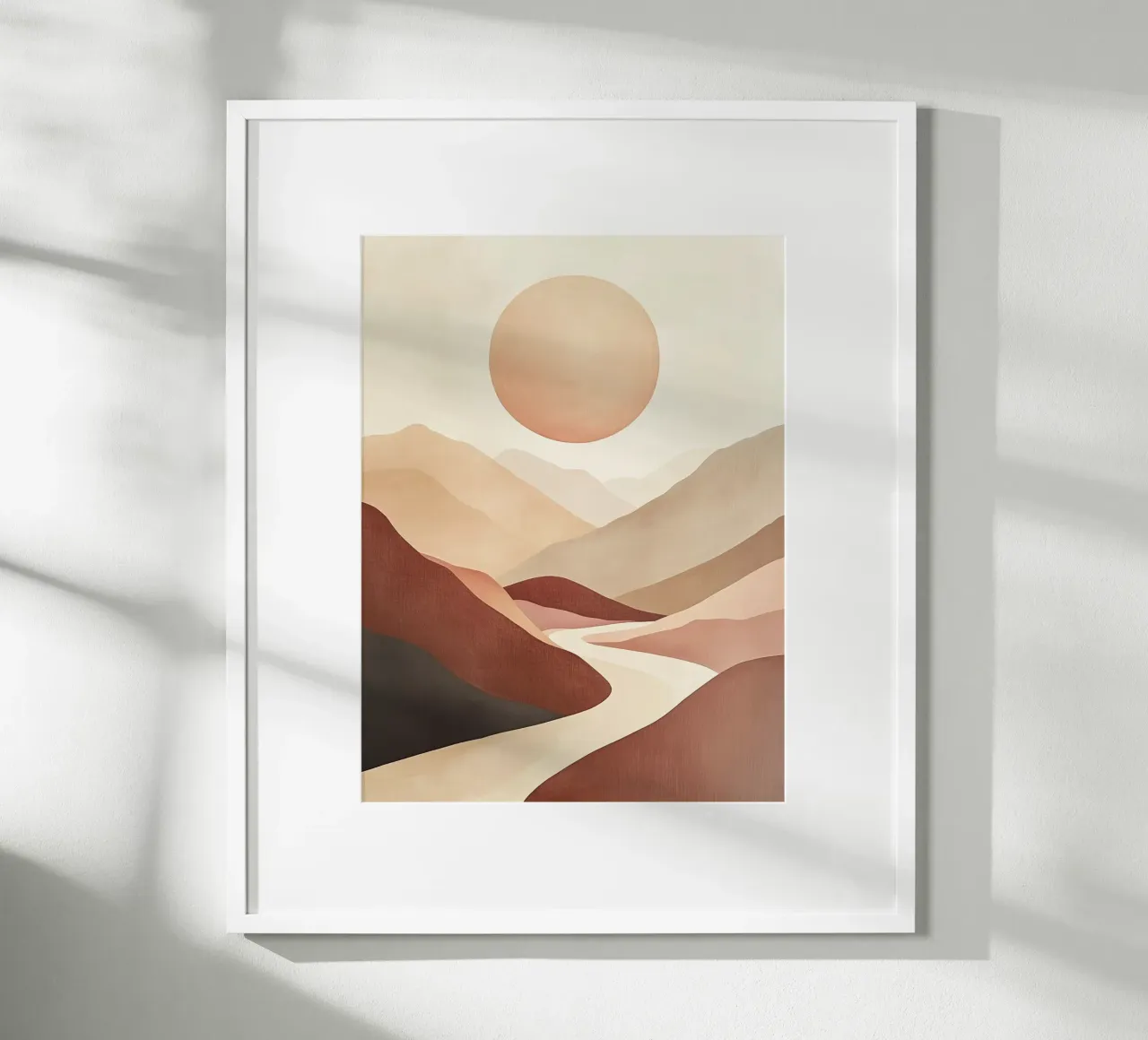 Paesaggio astratto Sole e Valle poster con telaio in alluminio da DWA