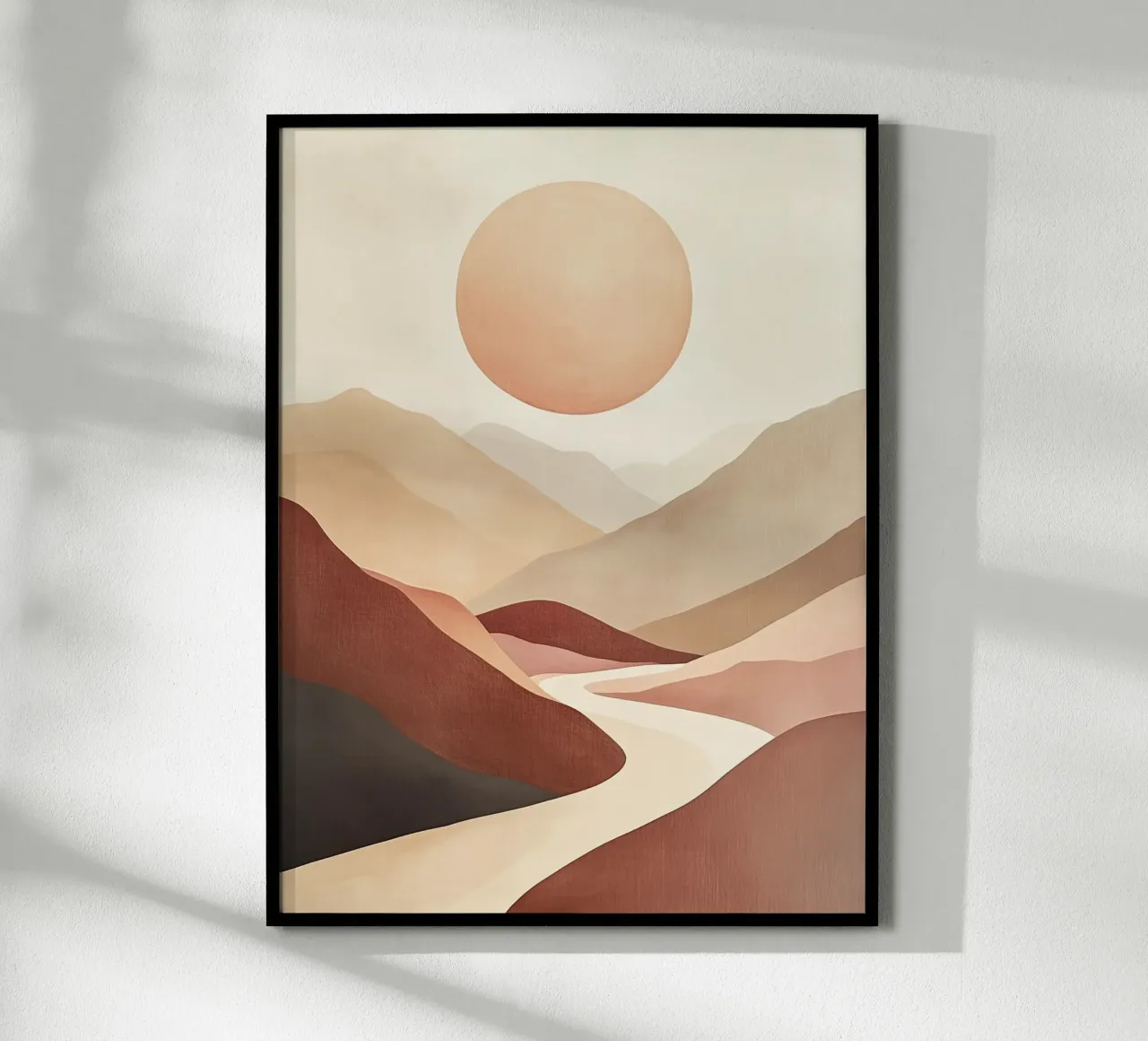 Paesaggio astratto Sole e Valle poster con telaio in alluminio da DWA