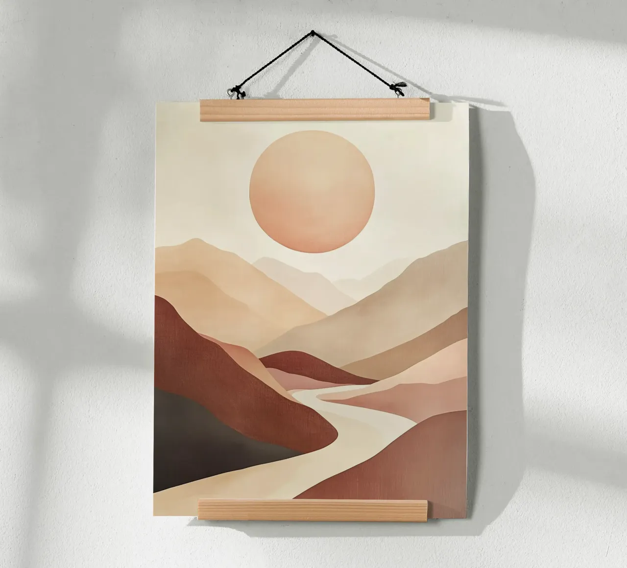 Paesaggio astratto Sole e Valle poster con telaio in alluminio da DWA