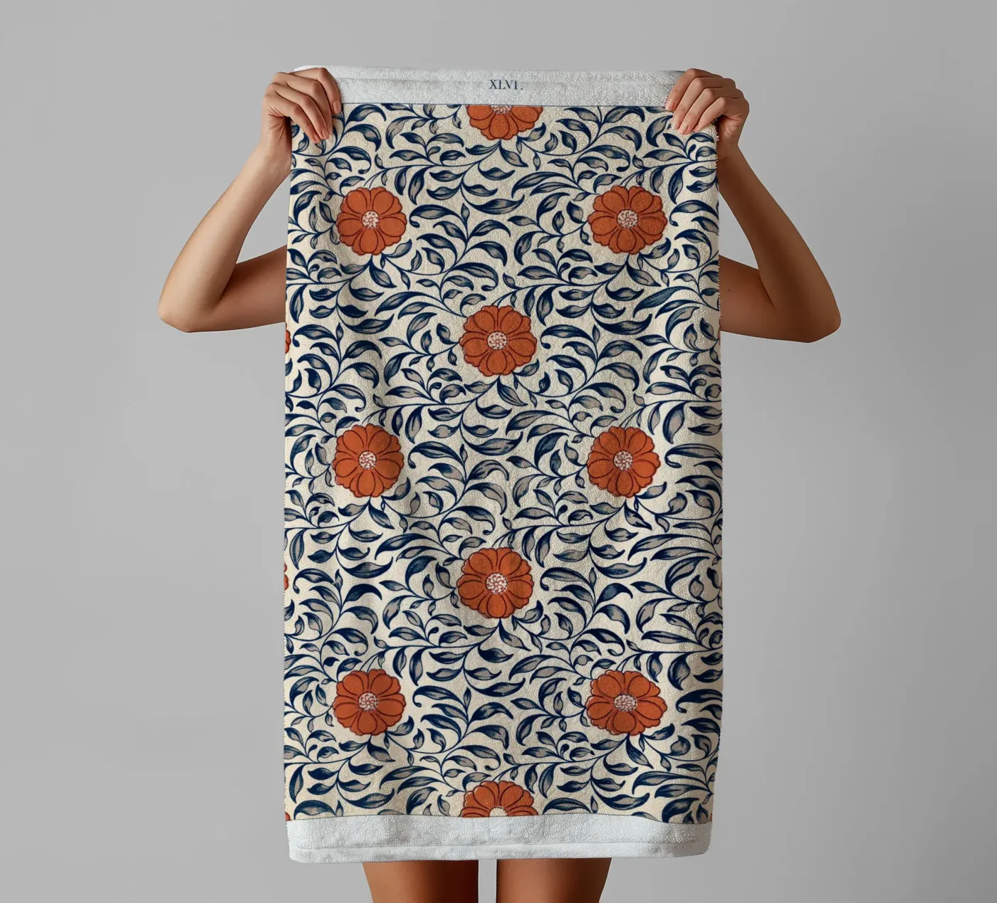 Flower pattern badhanddoek van vintageshop