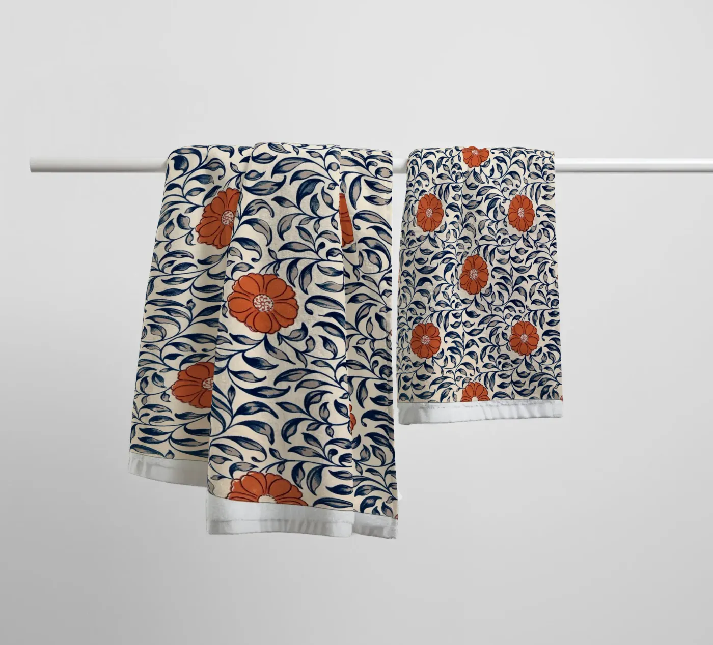 Flower pattern badhanddoek van vintageshop
