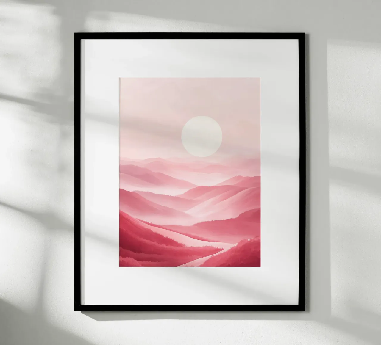 Paesaggio rosa da sogno poster con telaio in plastica da DWA