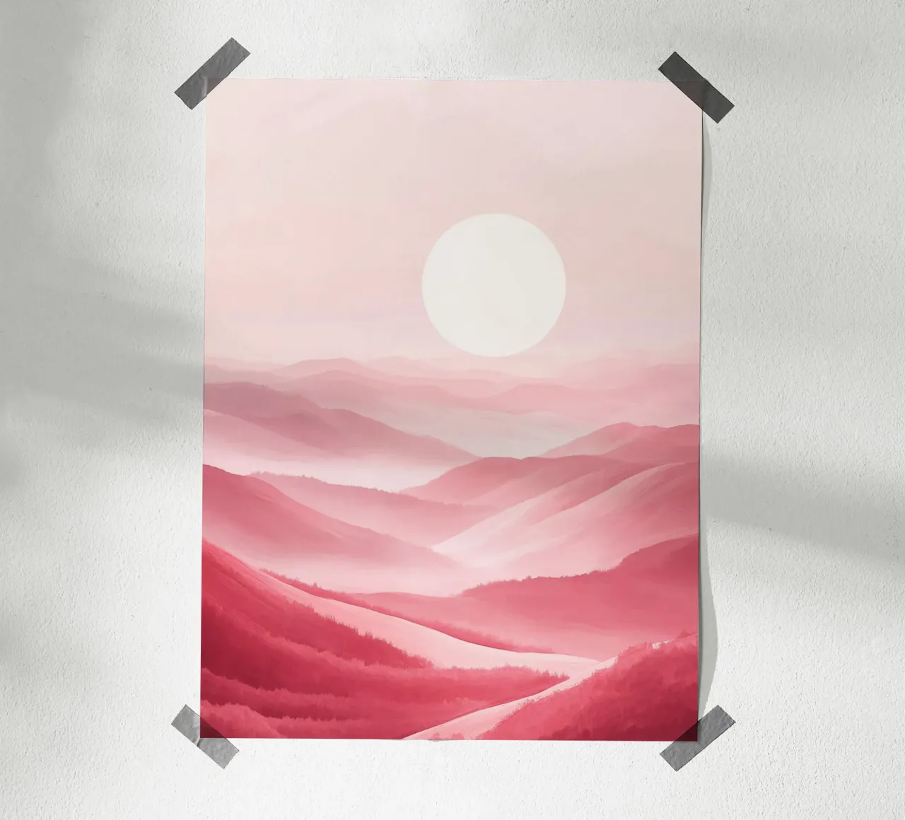 Paesaggio rosa da sogno poster con telaio in plastica da DWA