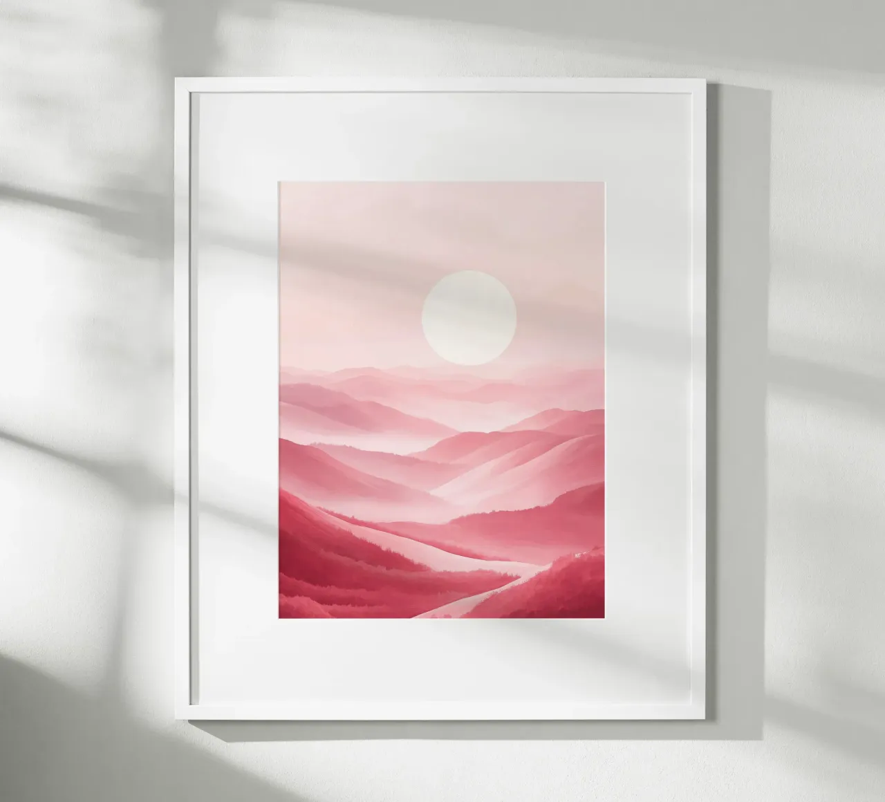 Paesaggio rosa da sogno poster con telaio in plastica da DWA