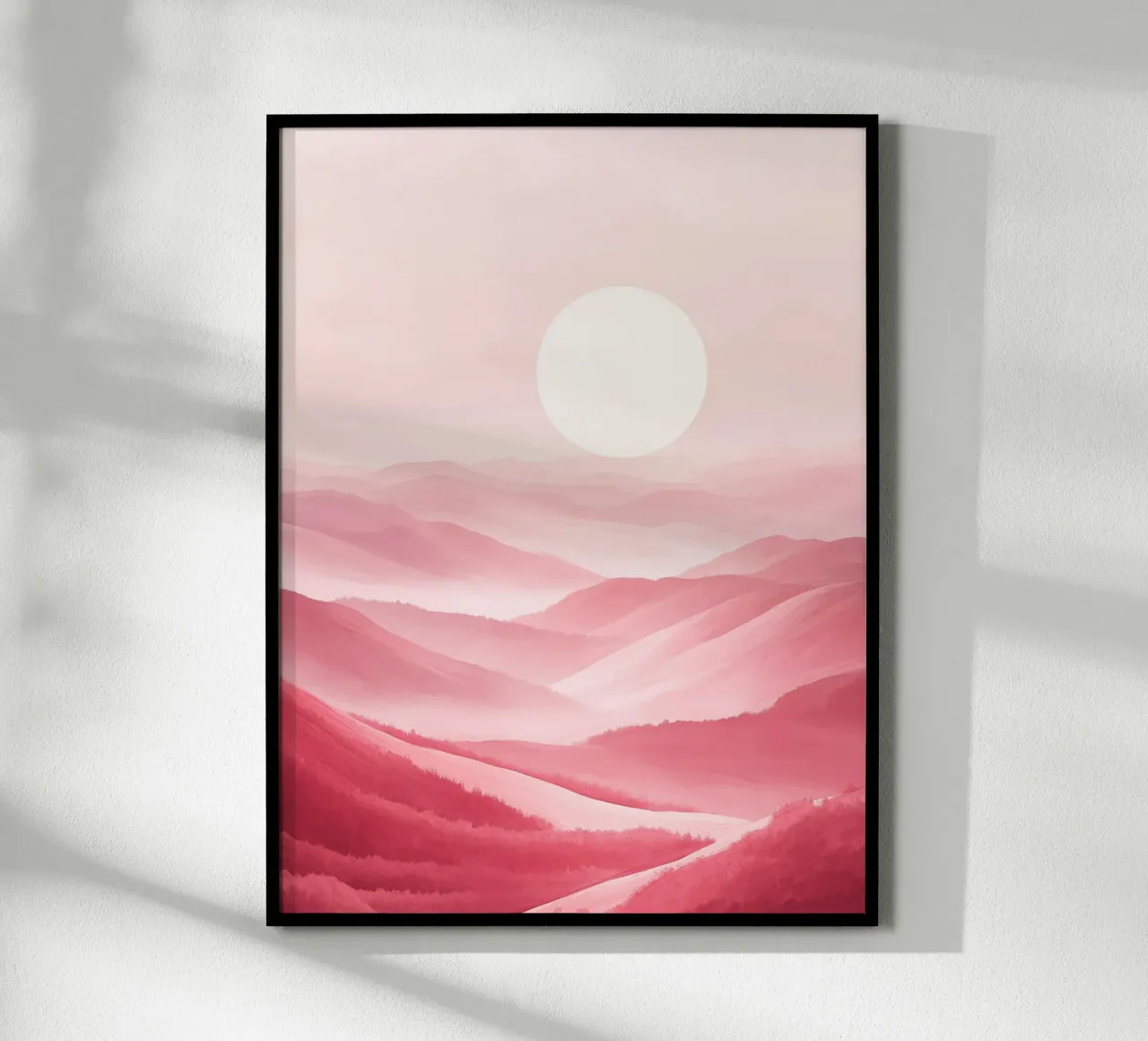 Paesaggio rosa da sogno poster con telaio in plastica da DWA