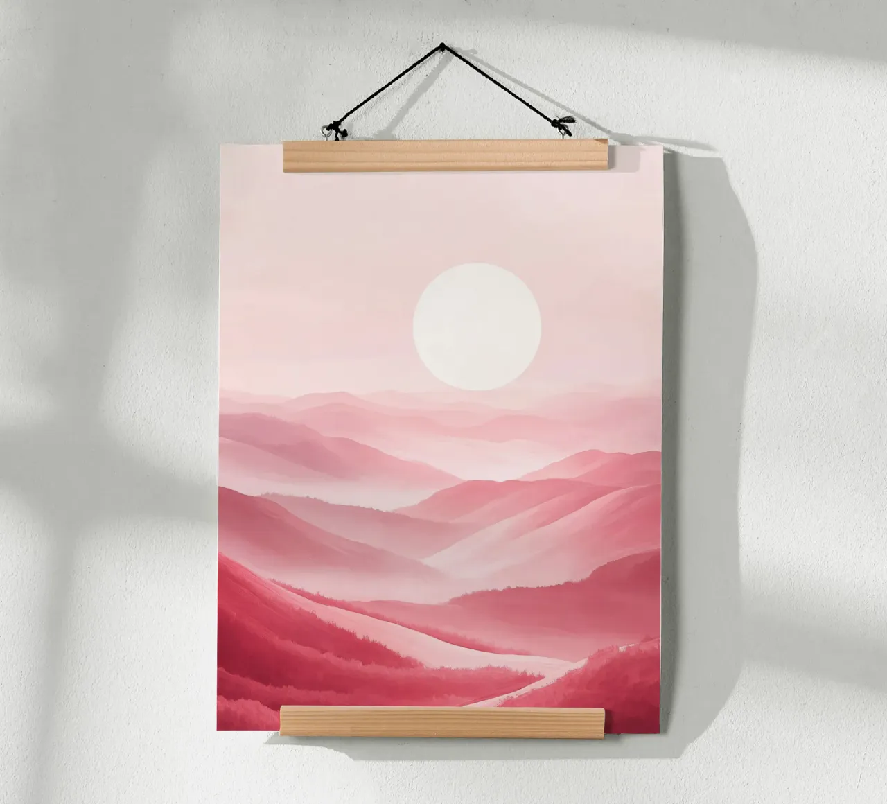 Paesaggio rosa da sogno poster con telaio in plastica da DWA
