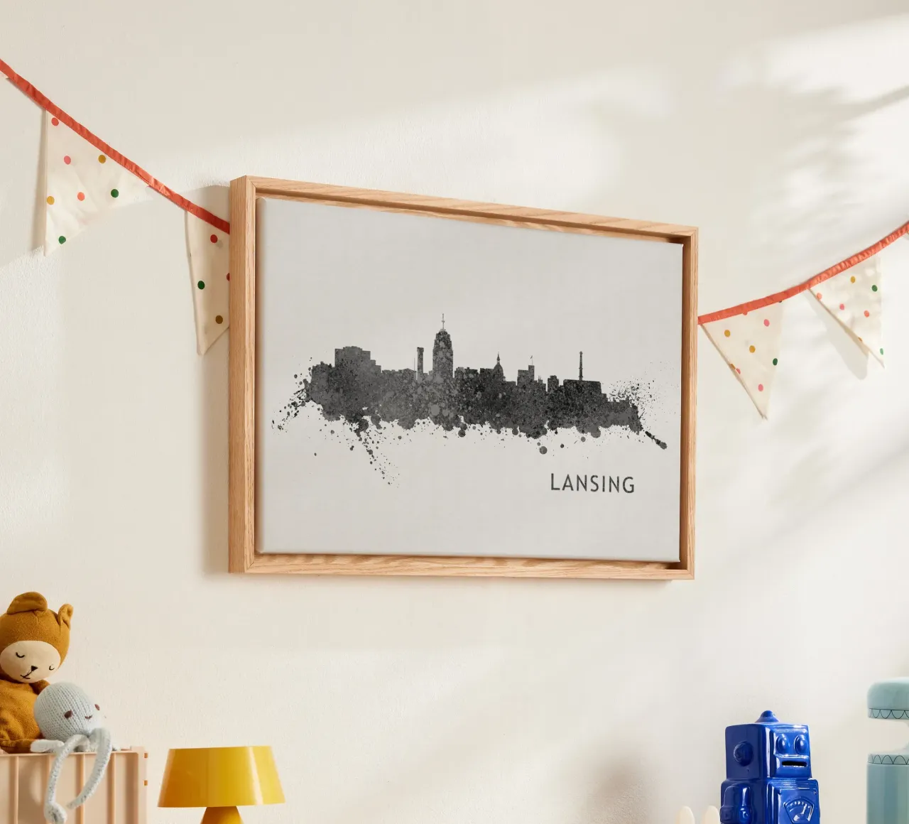 Lansing Michigan tela con Cornice a cassetta da Travelstudio