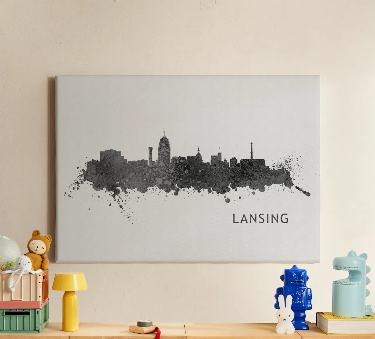 Lansing Michigan tela con Cornice a cassetta da Travelstudio
