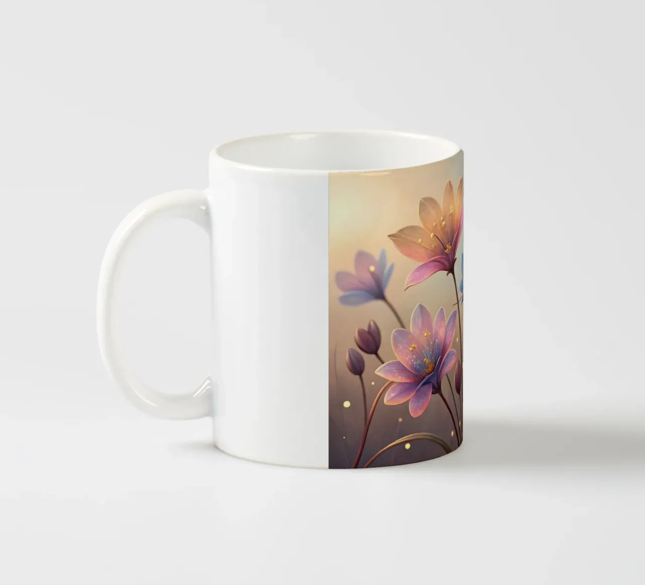Fiore etereo: Una sinfonia di fiori pastello tazza in ceramica da Artistic-shop