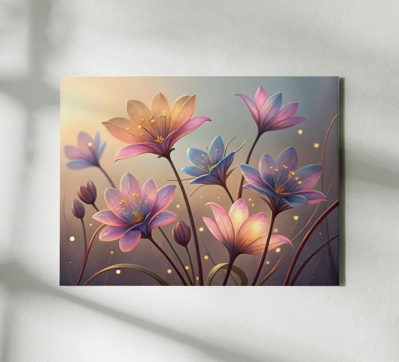 Etherische bloei: Een symfonie van zachte pastelbloemen canvas met Baklijst van Artistic-shop