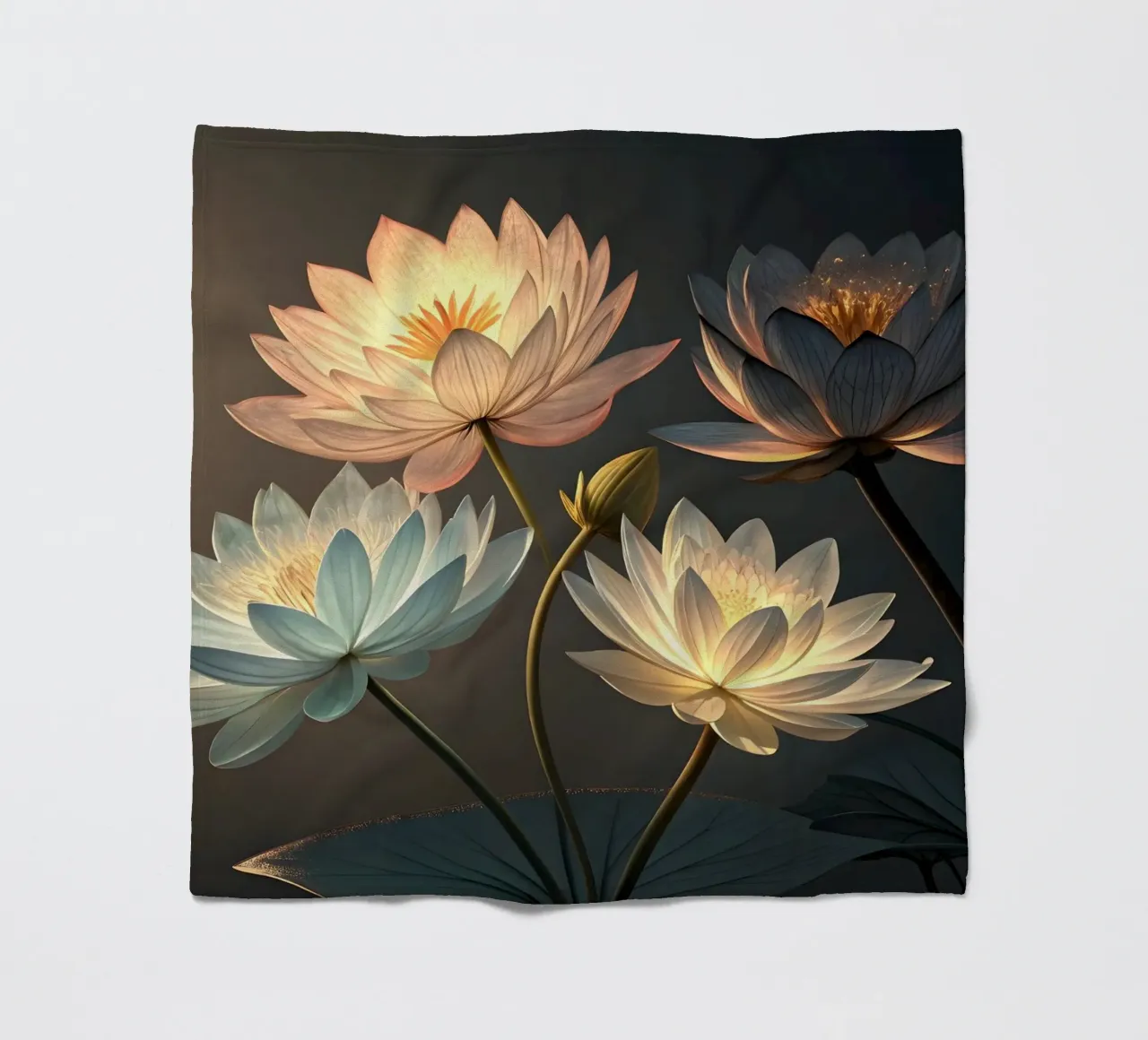 Luminous Lotus Dream fleece blanket by Artistic-shop