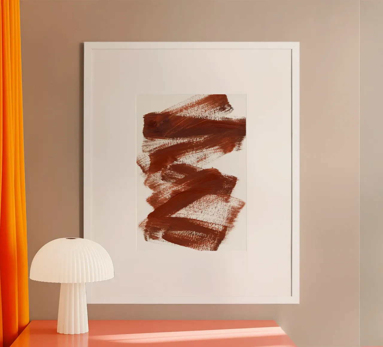 Strokes 22 | Burnt Sienna Brushstroke Abstract poster con telaio in alluminio da sabidussi