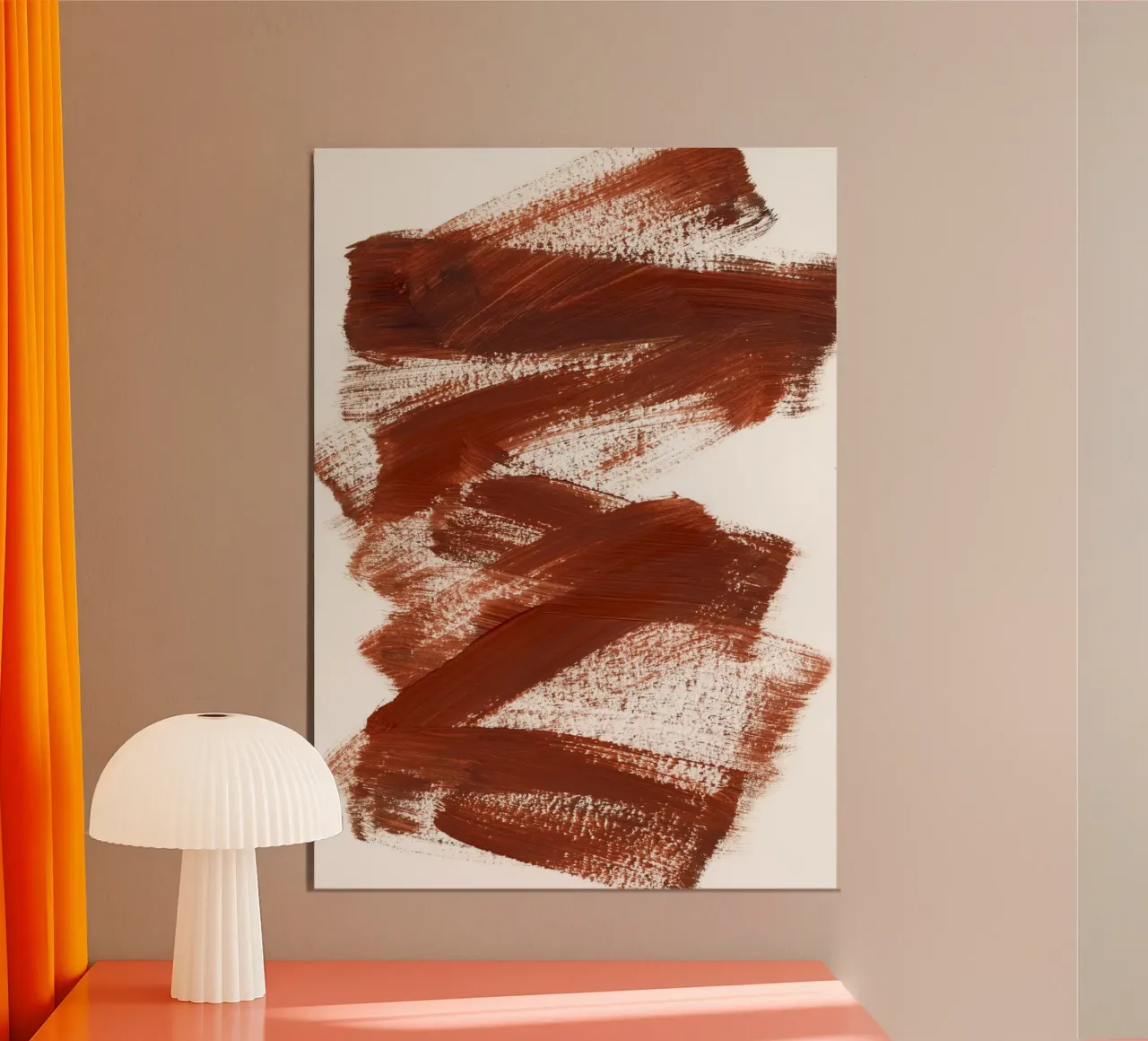 Strokes 22 | Burnt Sienna Brushstroke Abstract poster con telaio in alluminio da sabidussi