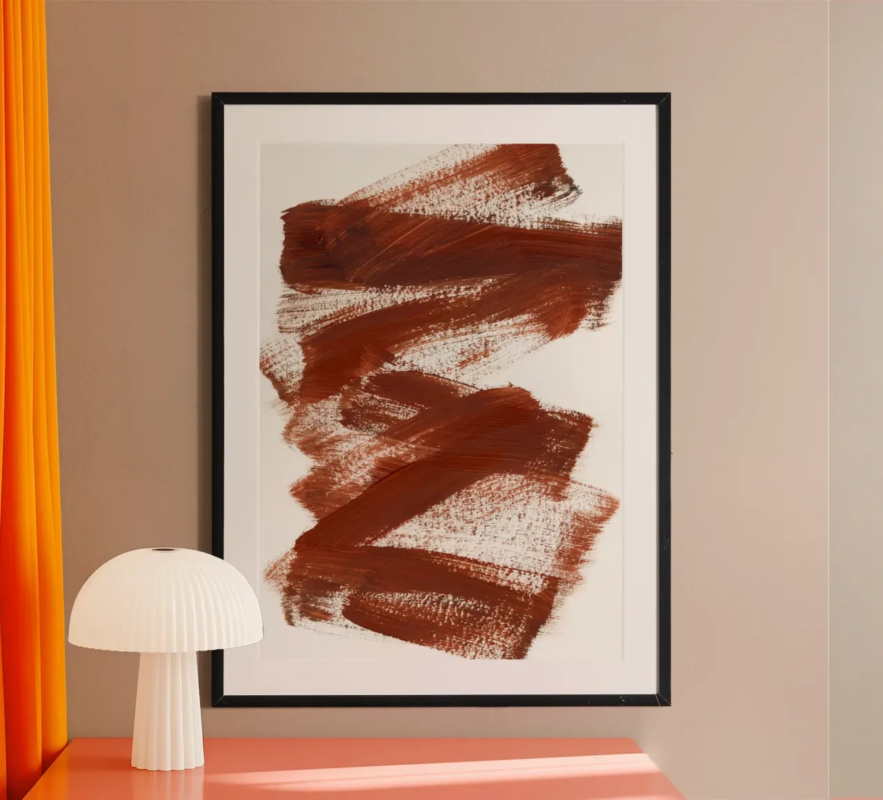 Strokes 22 | Burnt Sienna Brushstroke Abstract poster con telaio in alluminio da sabidussi