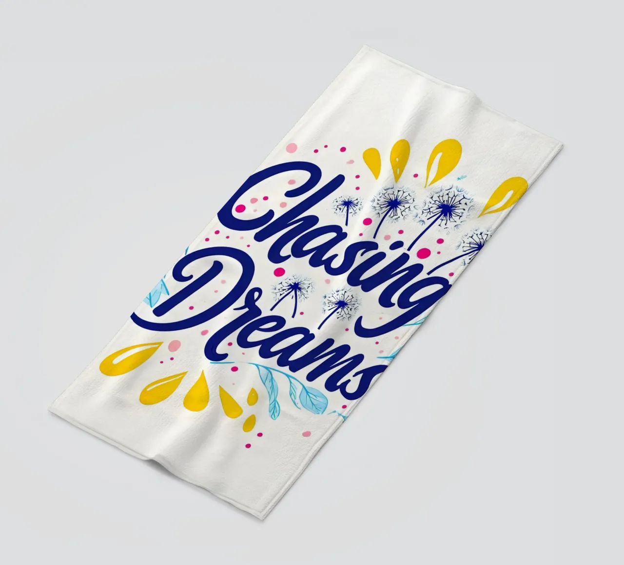 Chasing Dreams: A Whimsical Journey beach towel by inspirational quote