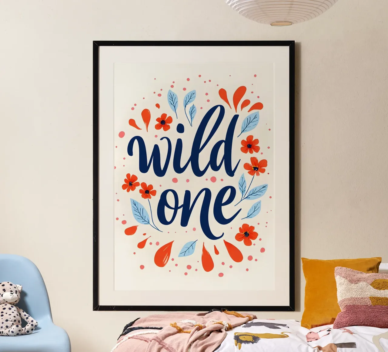 Wild One Capriccio floreale poster con telaio in plastica da inspirational quote
