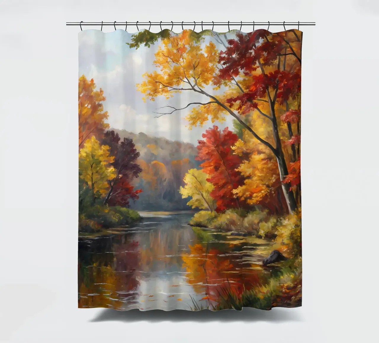 Autumn's Golden Reflection shower curtain by Artistic-shop