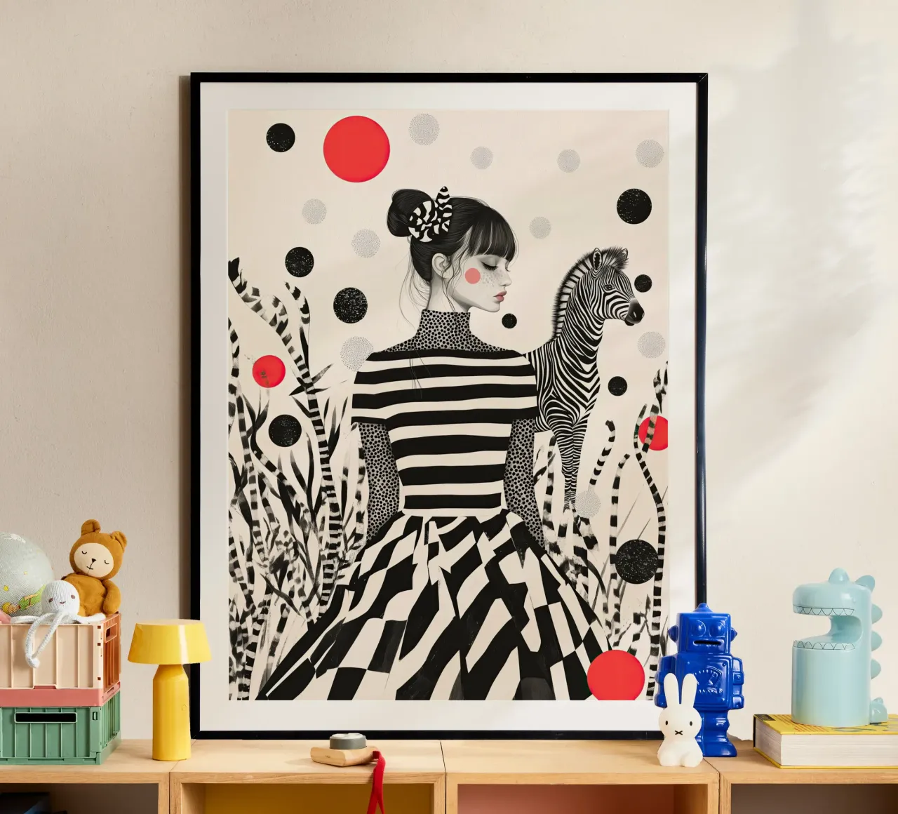 Modello con zebra | Lavoro grafico con strisce e punti carta hahnemühle da Autofocus