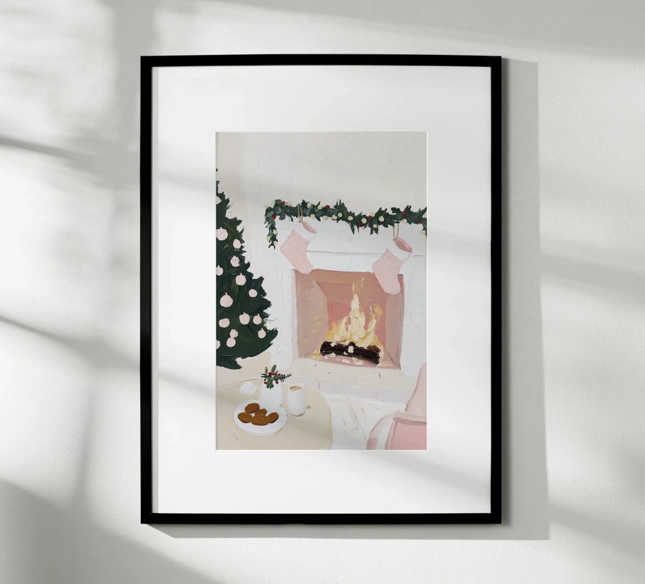 Winterszene, Pastell-Wandkunst, Kamingrafik, Pastell-Dekor Poster von Little Lila