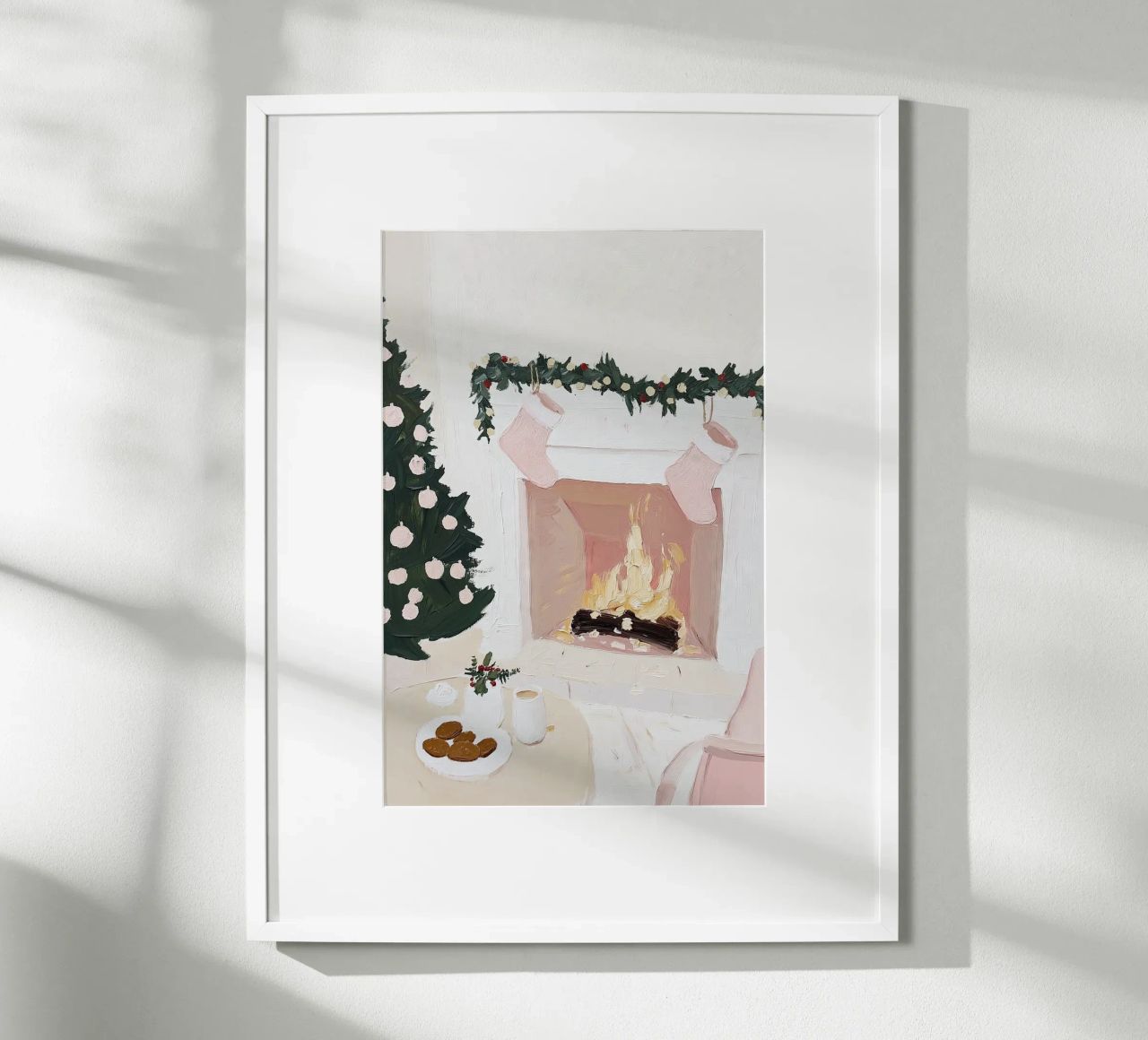 Winterszene, Pastell-Wandkunst, Kamingrafik, Pastell-Dekor Poster von Little Lila