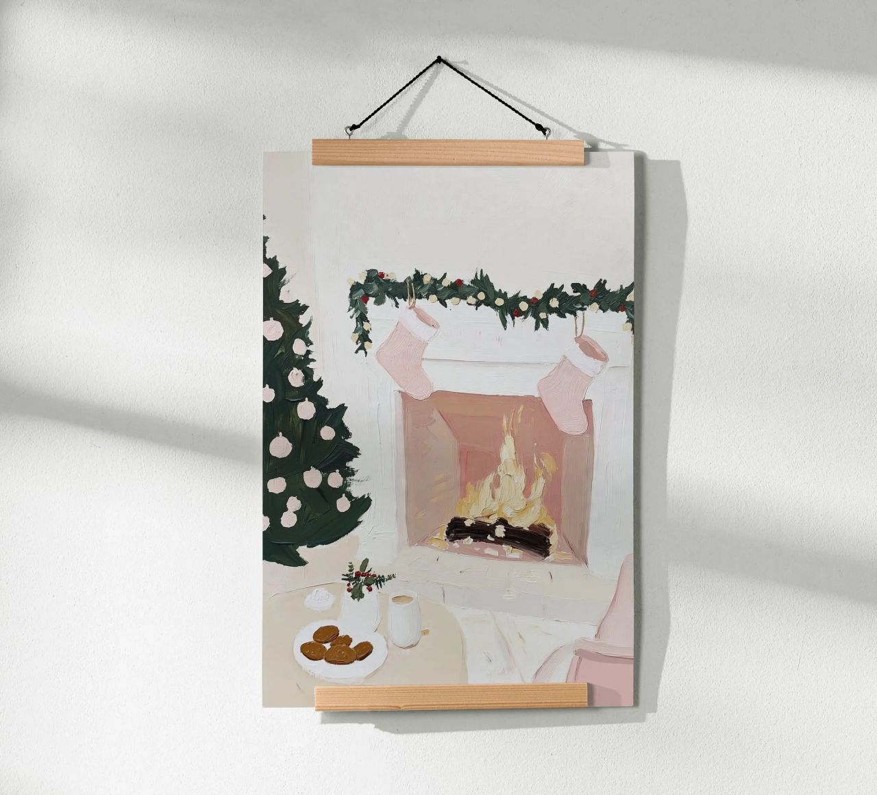Winterszene, Pastell-Wandkunst, Kamingrafik, Pastell-Dekor Poster von Little Lila