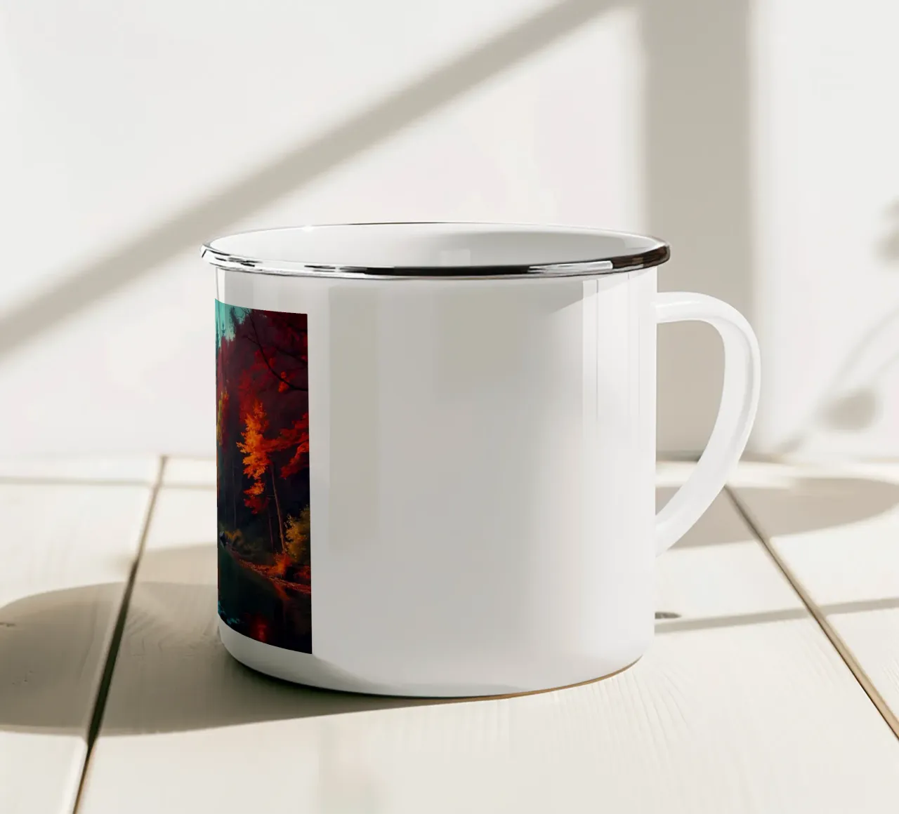 Le chemin d'or de l'automne mug en émail de Artistic-shop