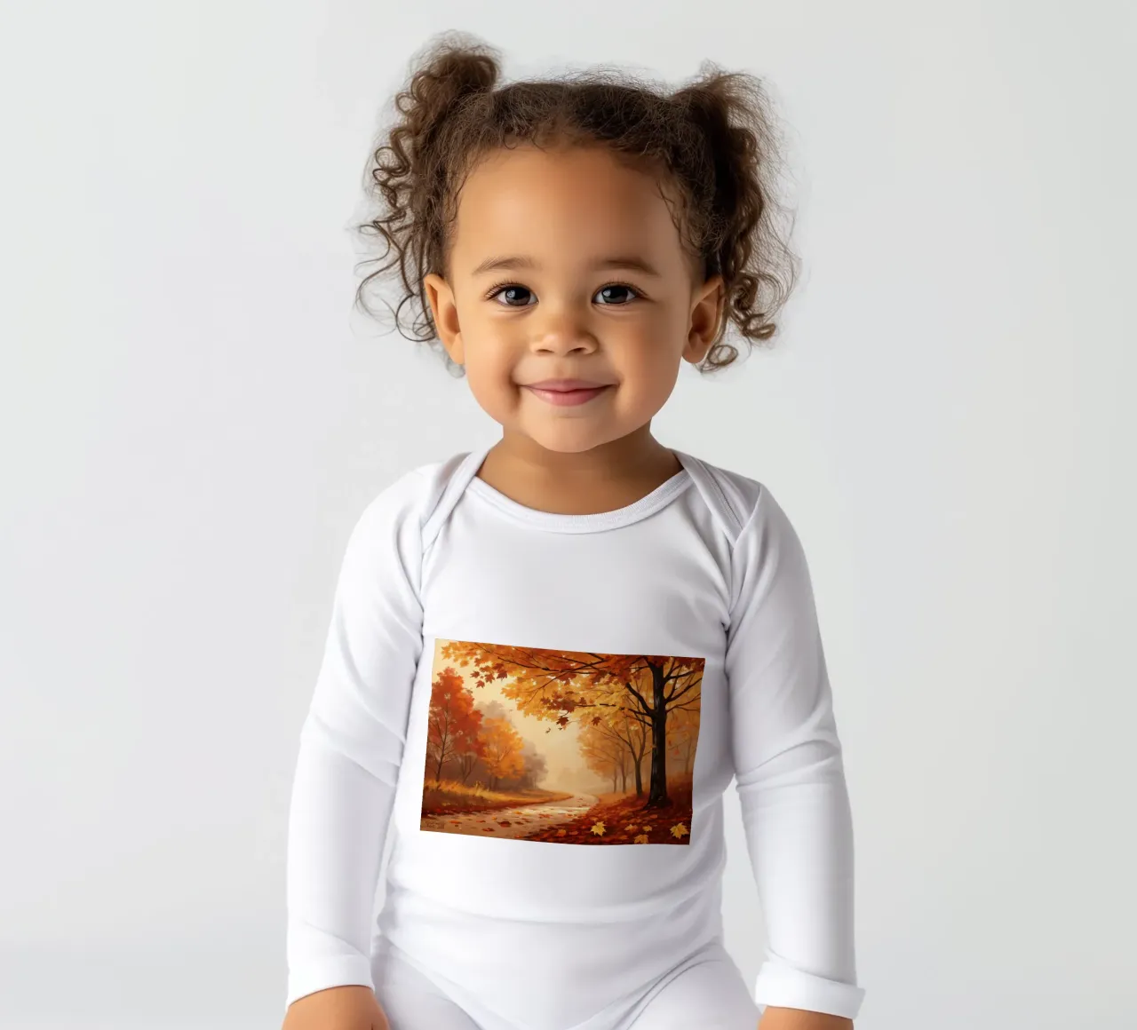 Golden Path of Autumn long-sleeve baby romper by Artistic-shop