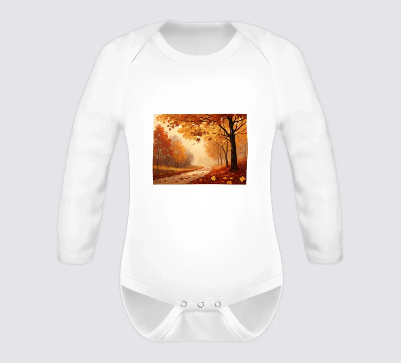 Golden Path of Autumn long-sleeve baby romper by Artistic-shop