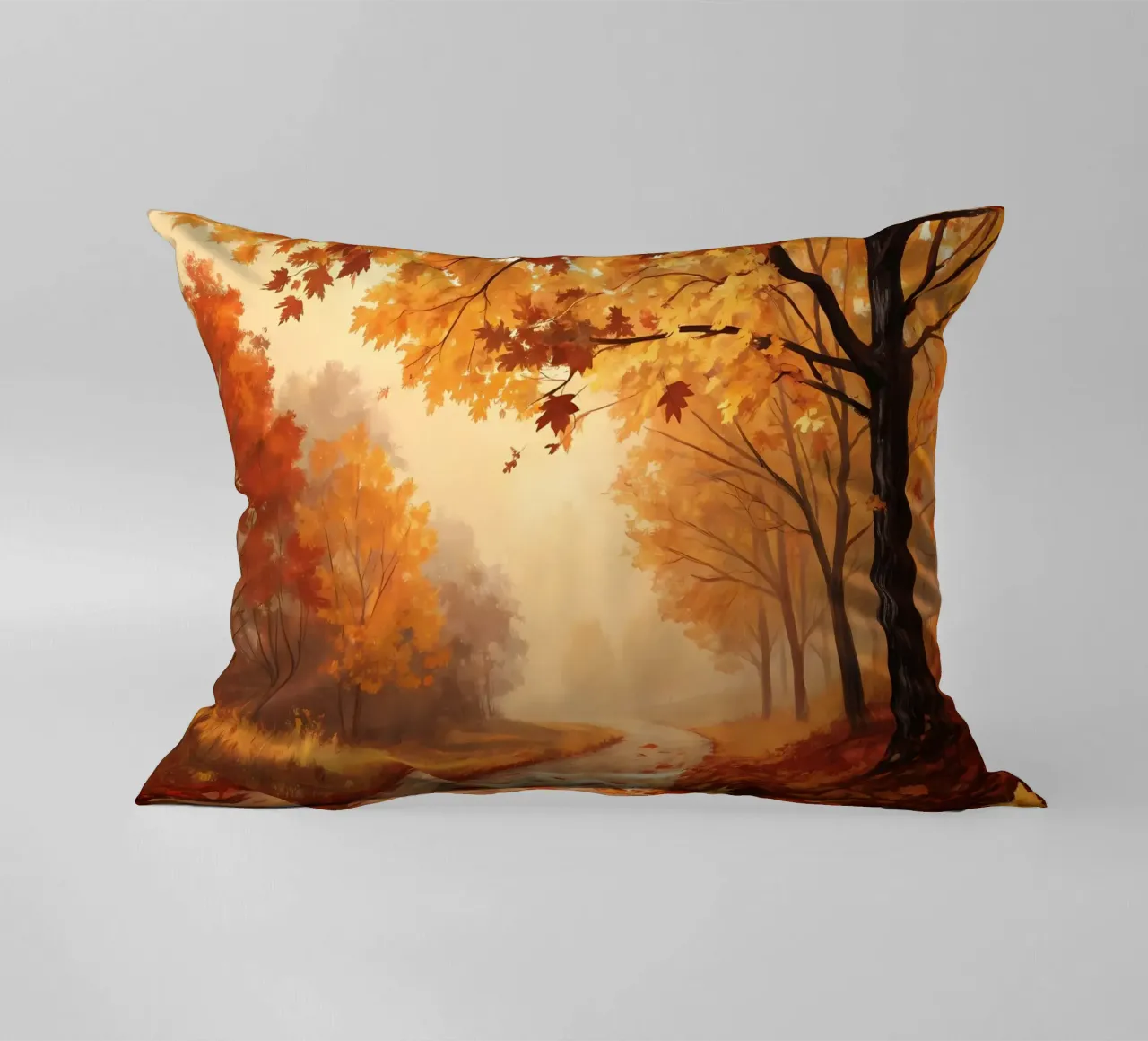 Golden Path of Autumn decorative cushion by Artistic-shop