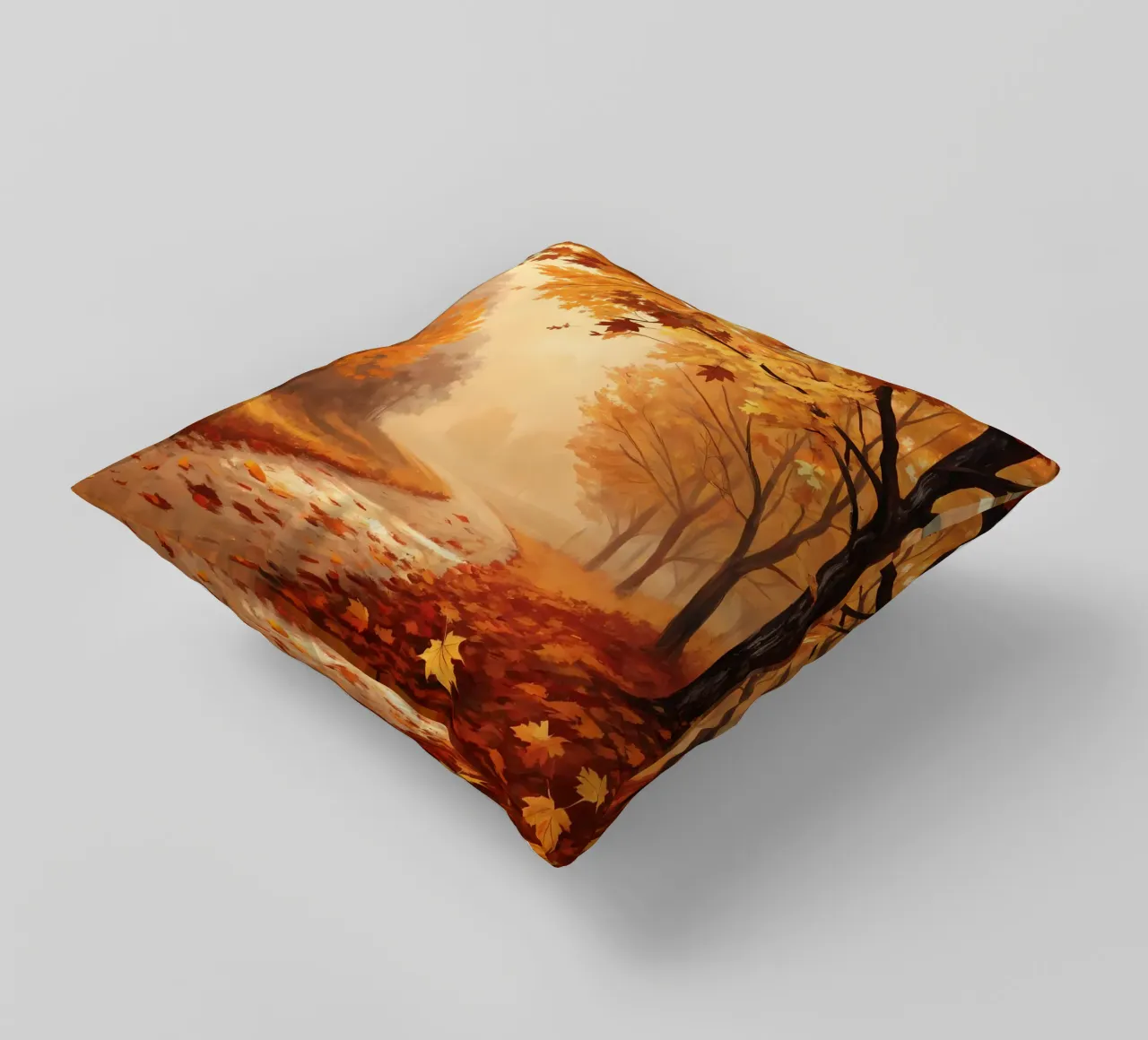 Golden Path of Autumn decorative cushion by Artistic-shop