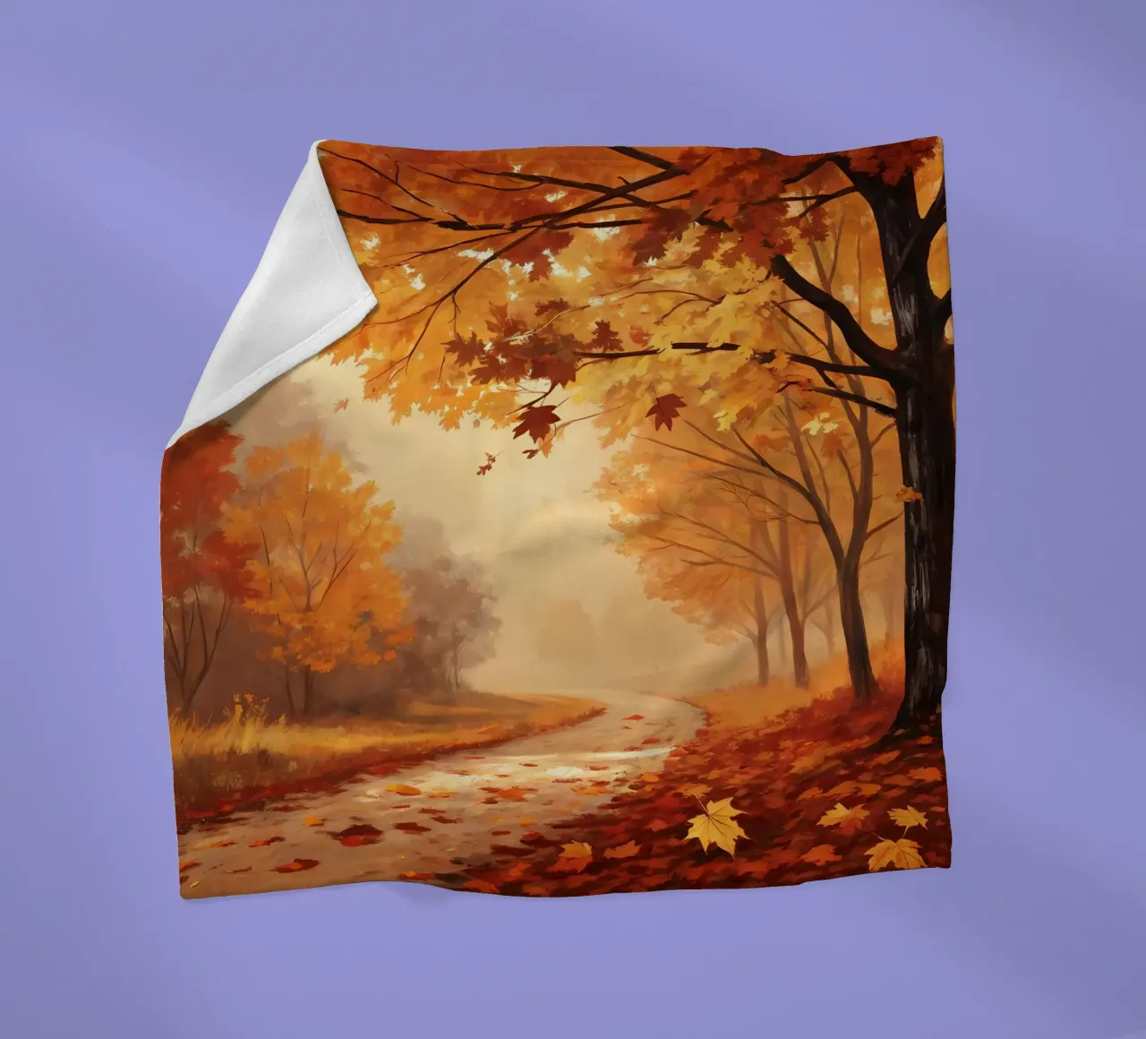 Golden Path of Autumn fleece blanket by Artistic-shop