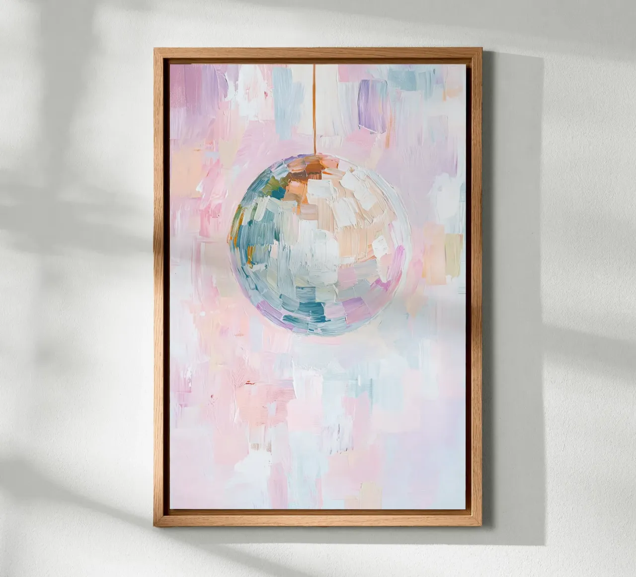Pastel Disco Bal, Abstracte Leuke Print, Decoratie Meisjeskamer canvas met Baklijst van Little Lila