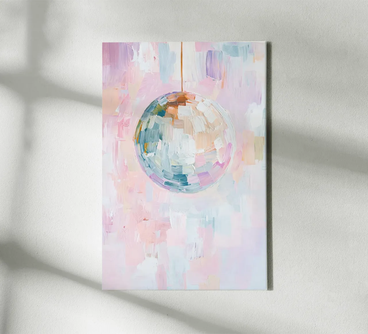 Pastel Disco Bal, Abstracte Leuke Print, Decoratie Meisjeskamer canvas met Baklijst van Little Lila
