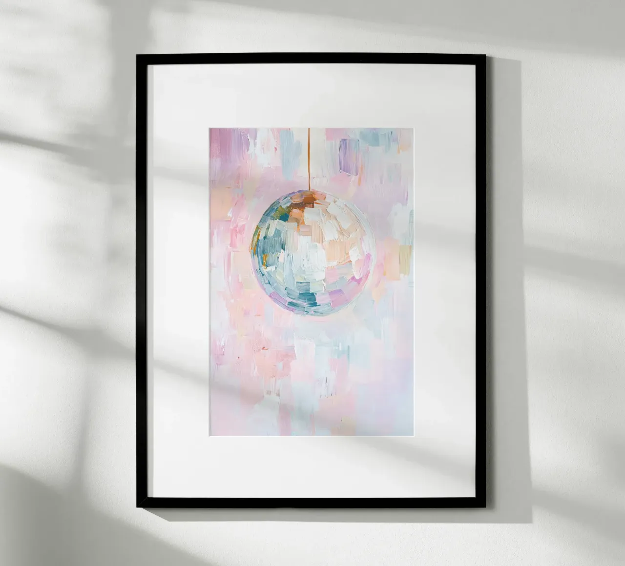Pastel Disco Bal, Abstracte Leuke Print, Decoratie Meisjeskamer poster met houten frame van Little Lila