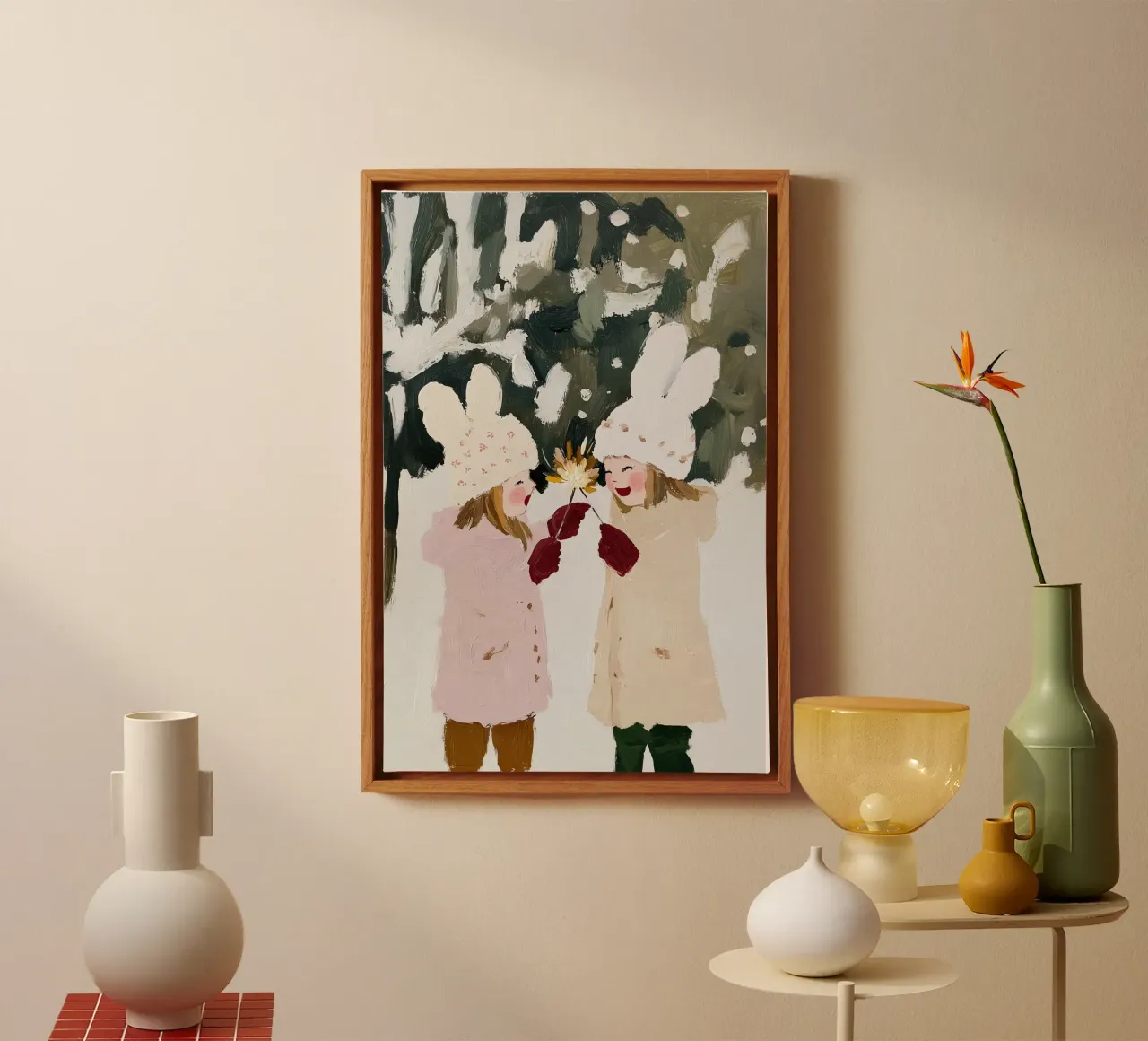 Arte da parete per cameretta, illustrazione astratta contemporanea per bambini tela con Cornice a cassetta da Little Lila