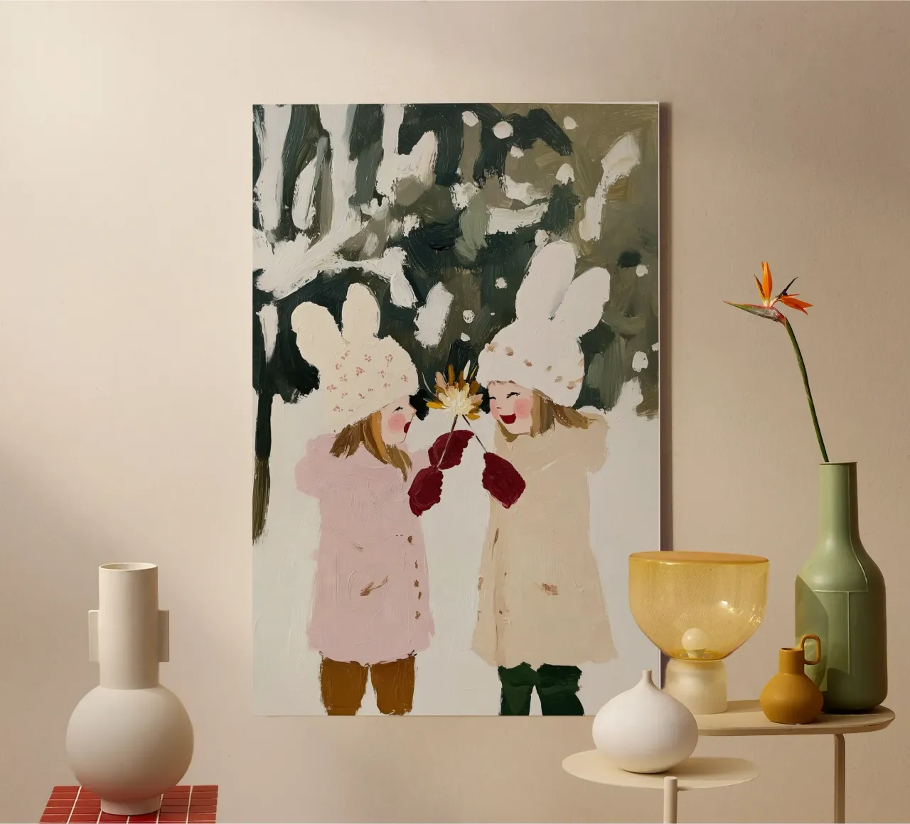 Arte da parete per cameretta, illustrazione astratta contemporanea per bambini tela con Cornice a cassetta da Little Lila