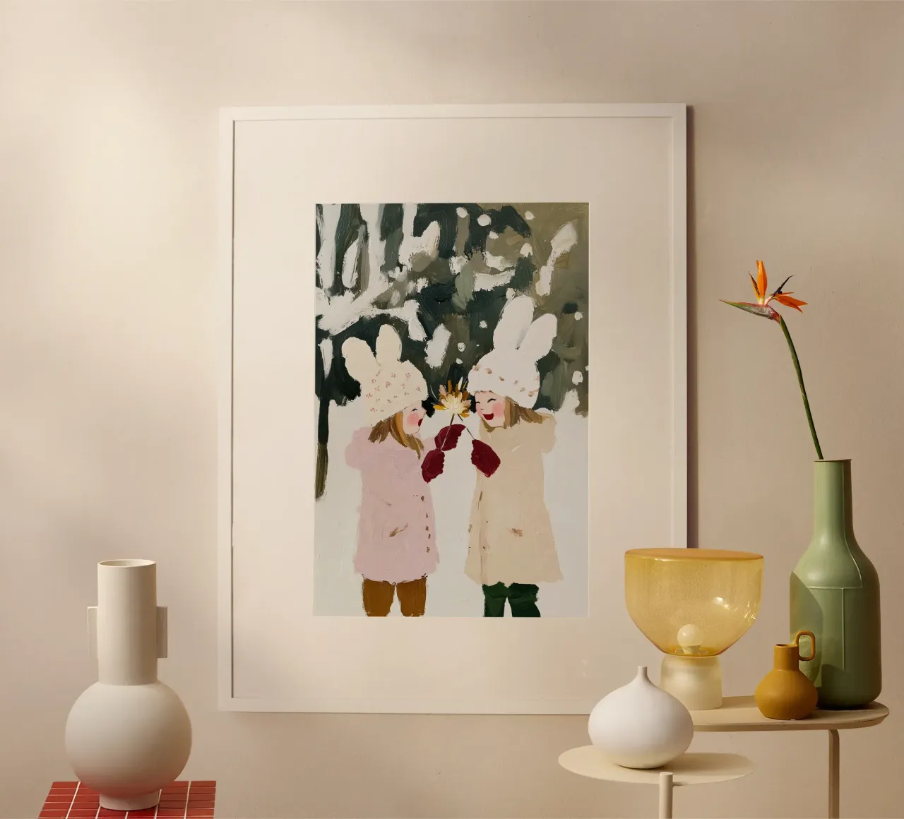 Arte da parete per cameretta, illustrazione astratta contemporanea per bambini poster con telaio in alluminio da Little Lila