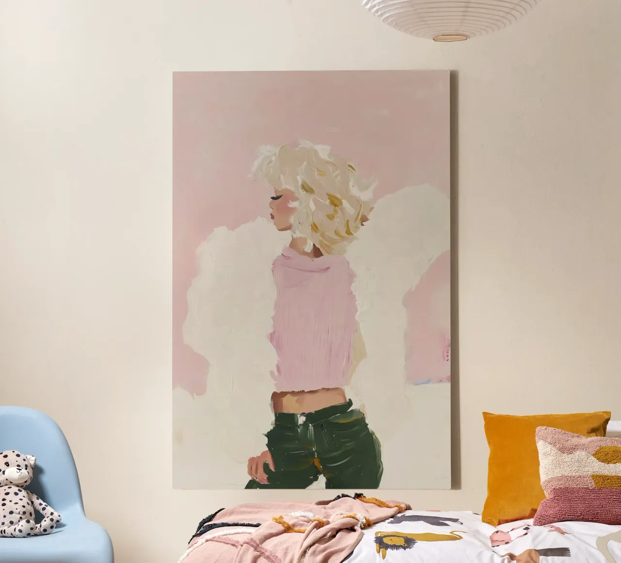 Abstracte Vrouw Poster, Hedendaagse Moderne Muurkunst canvas met Baklijst van Little Lila