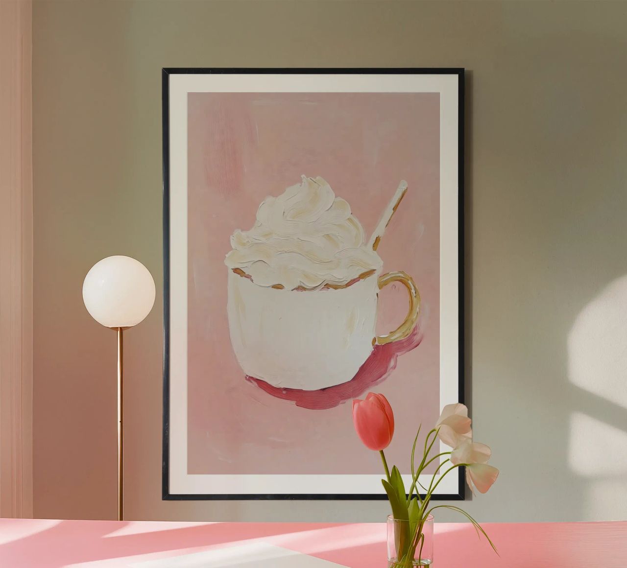Hot Chocolate Poster, Rosa Zeitgenössische Wandkunst, Moderne Kunst Poster von Little Lila