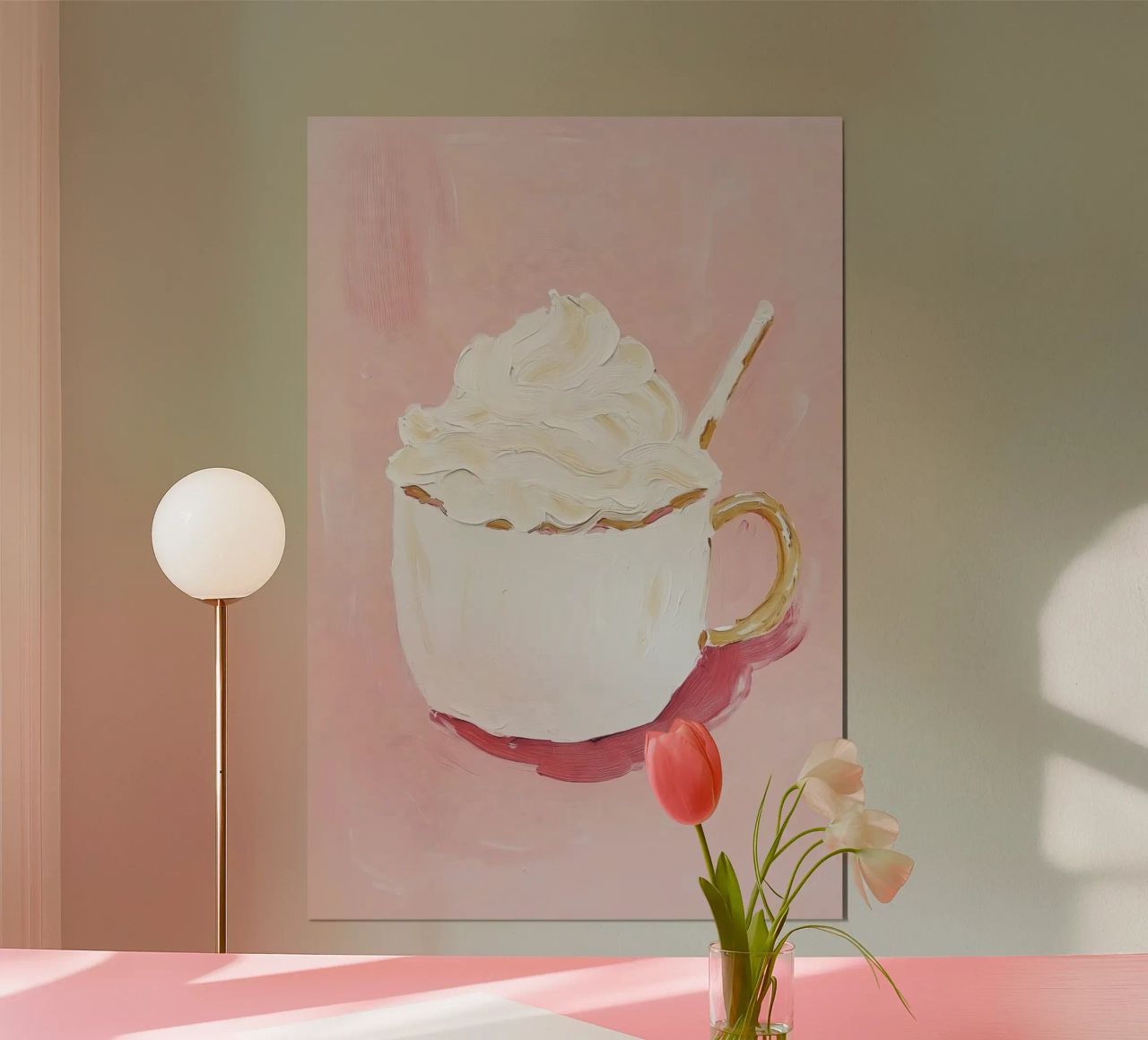 Hot Chocolate Poster, Rosa Zeitgenössische Wandkunst, Moderne Kunst Poster von Little Lila