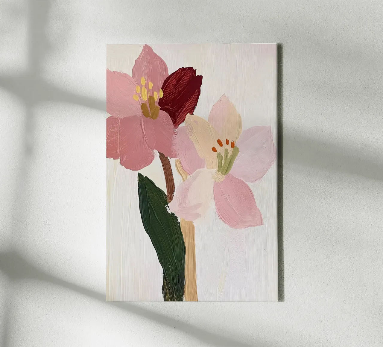 Bloem Abstract Muurkunst, Eigentijds Bloemenschilderij canvas met Baklijst van Little Lila